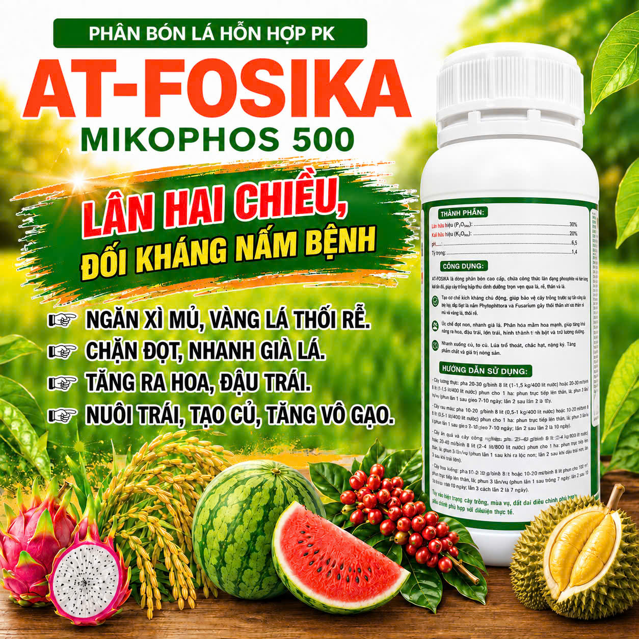 AT-Fosika (Mikophos 500) - Chai 1 lít